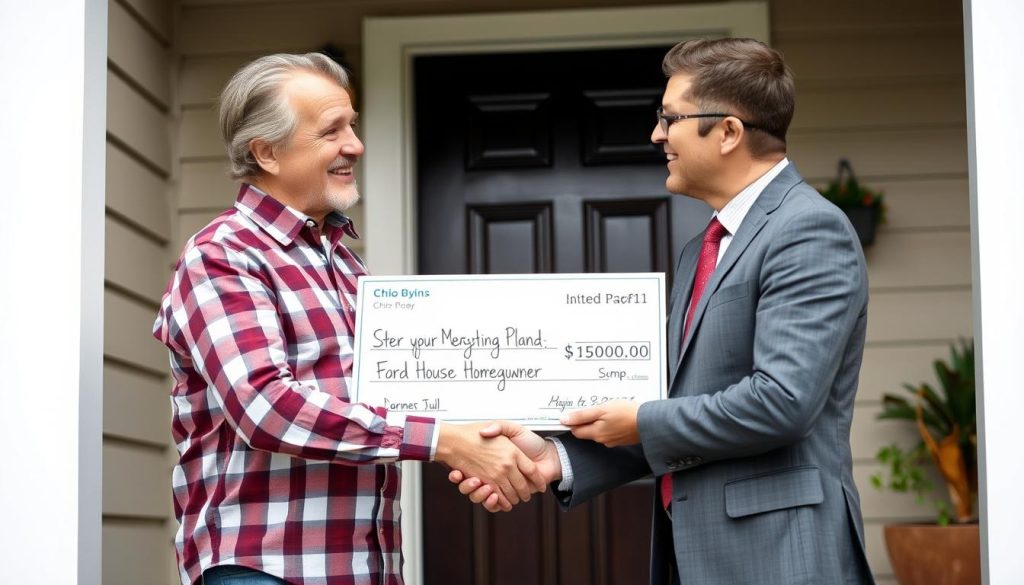 Happy-former-homeowner-receiving-cash-payment-after-selling-Ohio-house-before-foreclosure-1024x585 Can I Sell My House in Akron Before Foreclosure? Your Options Explained